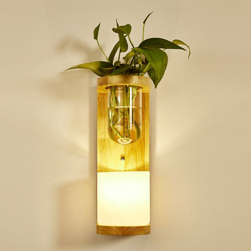Modern Style Wall Light Wood 1 Light Sconces for Bedroom without Plant