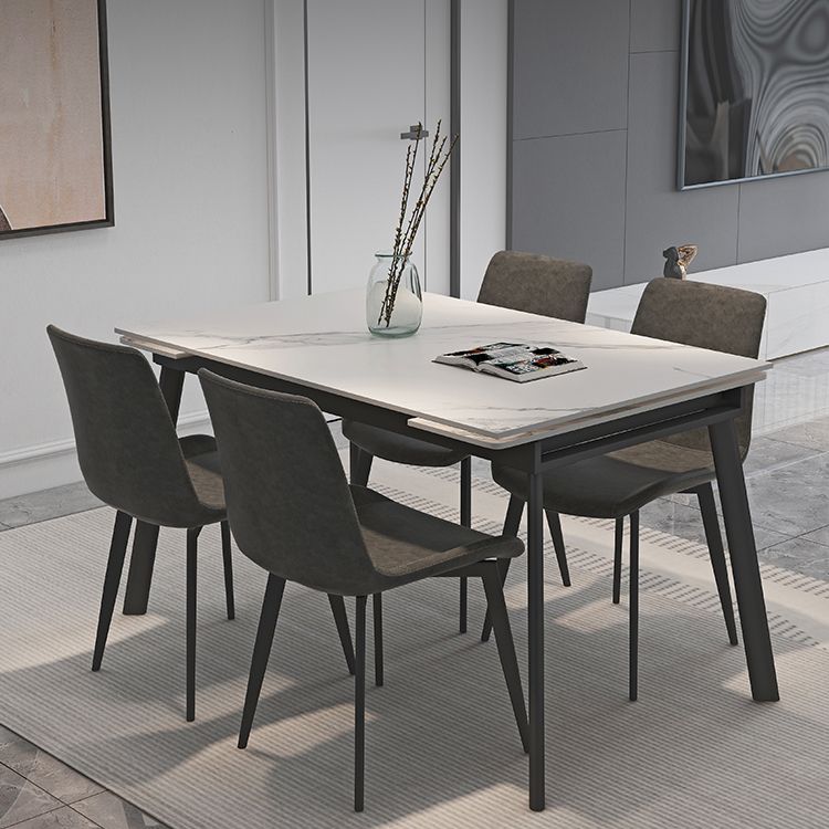 Modern 1/4/5/7 Pieces Dining Table Set with White Sintered Stone Top Scalable Dinette Set