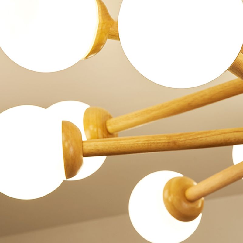 Globe Shade Chandelier Light Modern Multi-Head Pendant Lights with White Glass Shade