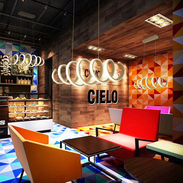 Acrylic White Linear LED Island Light in Modern Style Lacquered Iron Pendant Light for Dining Room