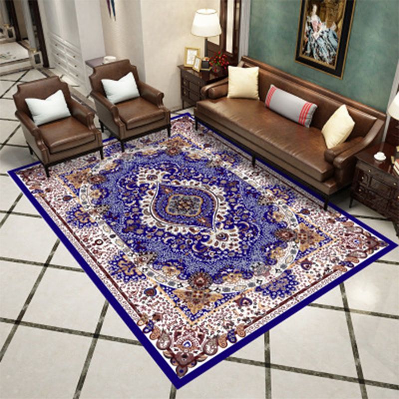 Retro Medallion Pattern Carpet Polyester Area Rug Non-Slip Backing Indoor Carpet for Living Room