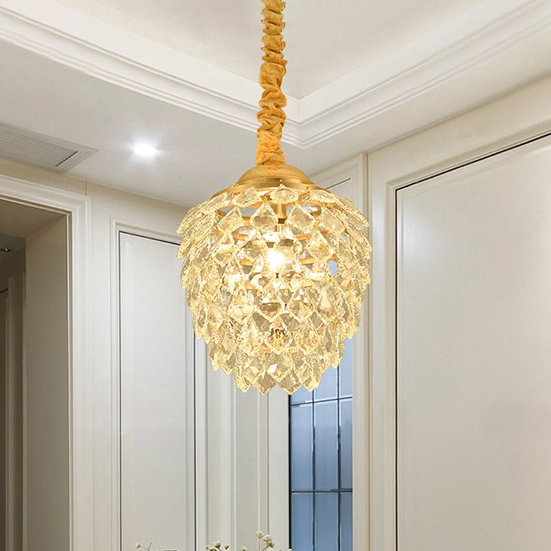 Gold Pipecone Colgante Contemporáneo 1 Lámpara de techo colgante de cristal para el comedor