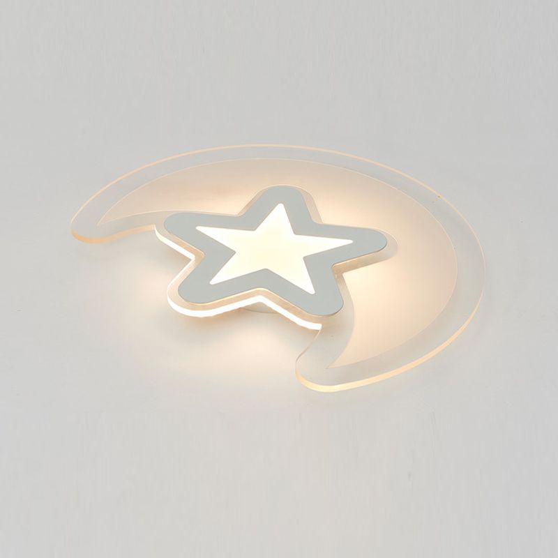 Moon Plafonnier LED encastré Style simple Plafonnier en acrylique pour chambre à coucher Blanc