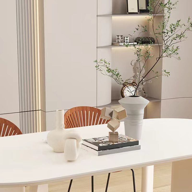 Solid Wood Dining Table White Modern Dinner Table for Dining Room