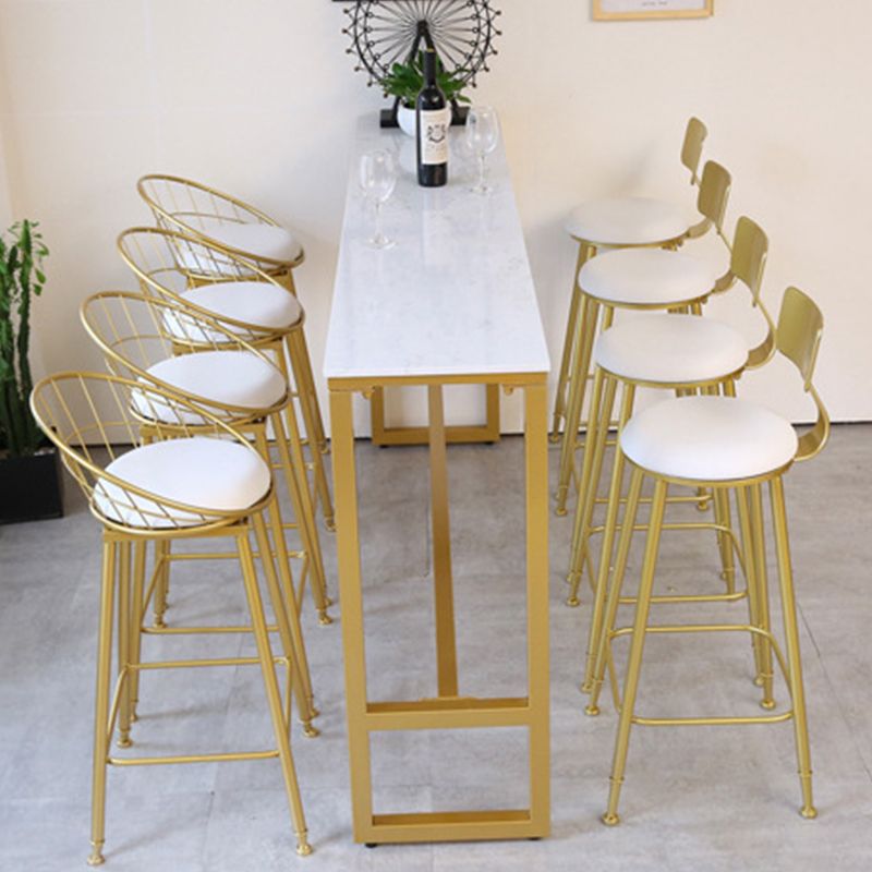 Rectangular Bar Height Table Gold Legs and Metal Base Bar Table for Patio Use