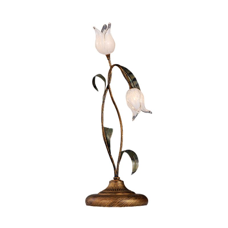 Messing 2/3/7 Köpfe Nachttisch Beleuchtung American Garden Metal Tulp LED Night Tischlicht für Wohnzimmer