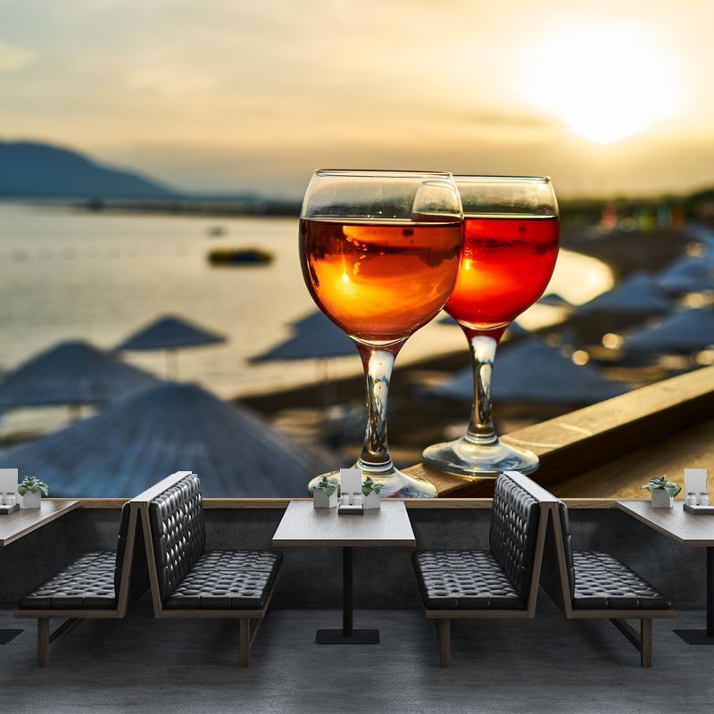 Commercial Use Wine Mural Wallpaper Stain Resistant Wall Decor for Bar Pub