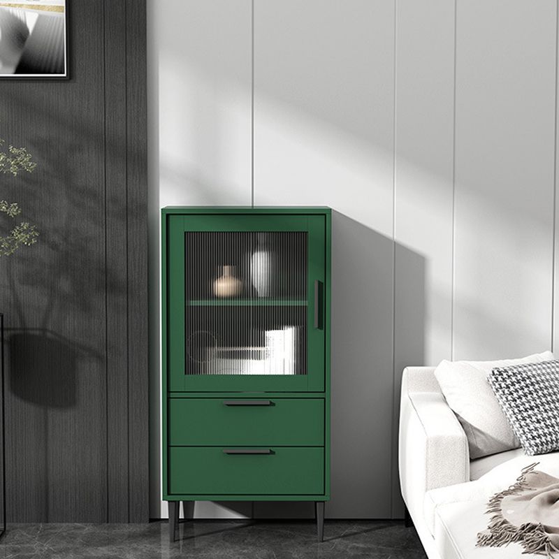 11.8" W Contemporary Bar Pulls Accent Chest in White/ Blue/ Green with Steel Legs