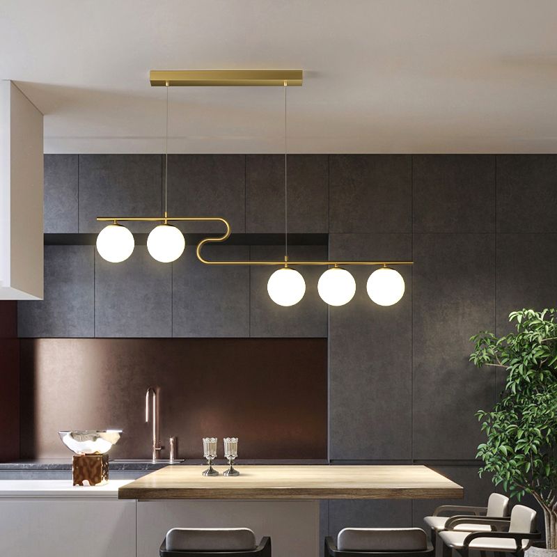 Modern Simple Hanging Lamp Glass Ball Shape Shade Island Light Fixture for Dining Table