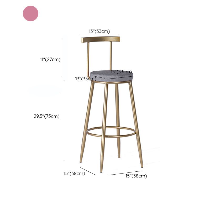 Contemporary Armless Backrest Counter Stool Iron Kitchen Bar Stool for Home