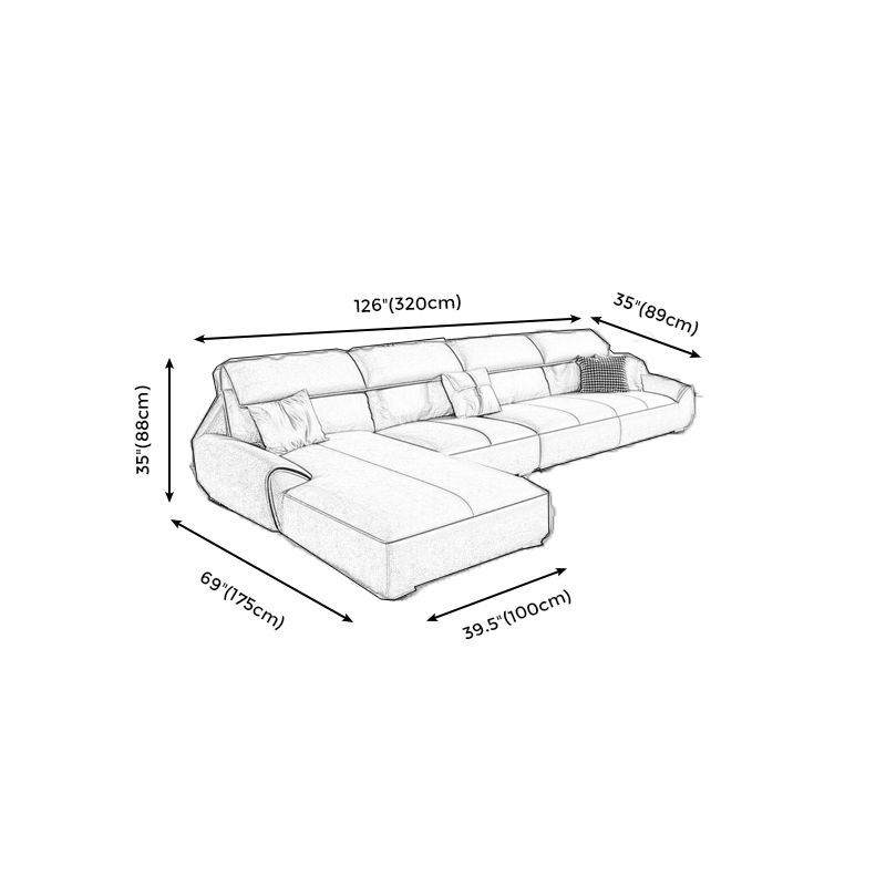 Faux leather High Back Sofa Stain-Resistant Sectional with Flared Arm