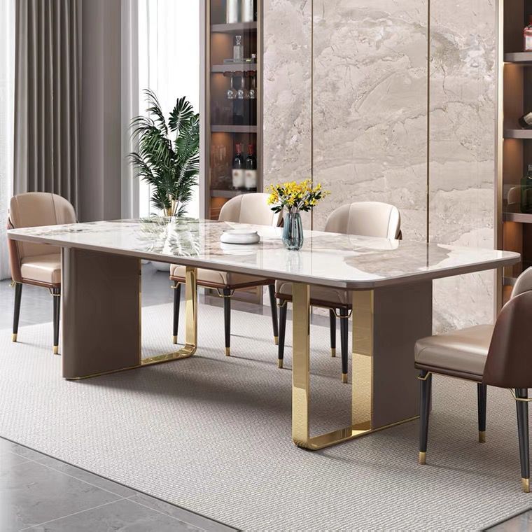 Luxury Sintered Stone Top Dining Set Rectangle 1/4/5/6/7/9 Pieces Dining Table with Chairs