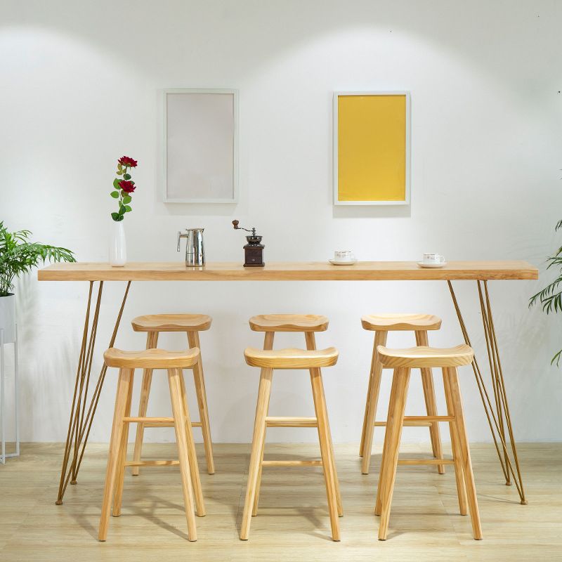 Glam Wooden Bar Table Set 1/2/7 Pieces Rectangle Bar Table with High Stools for Home