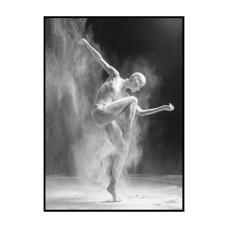 Contemporary Dancer Wall Art Canvas Print Textured Grey Wall Decor for House Interior