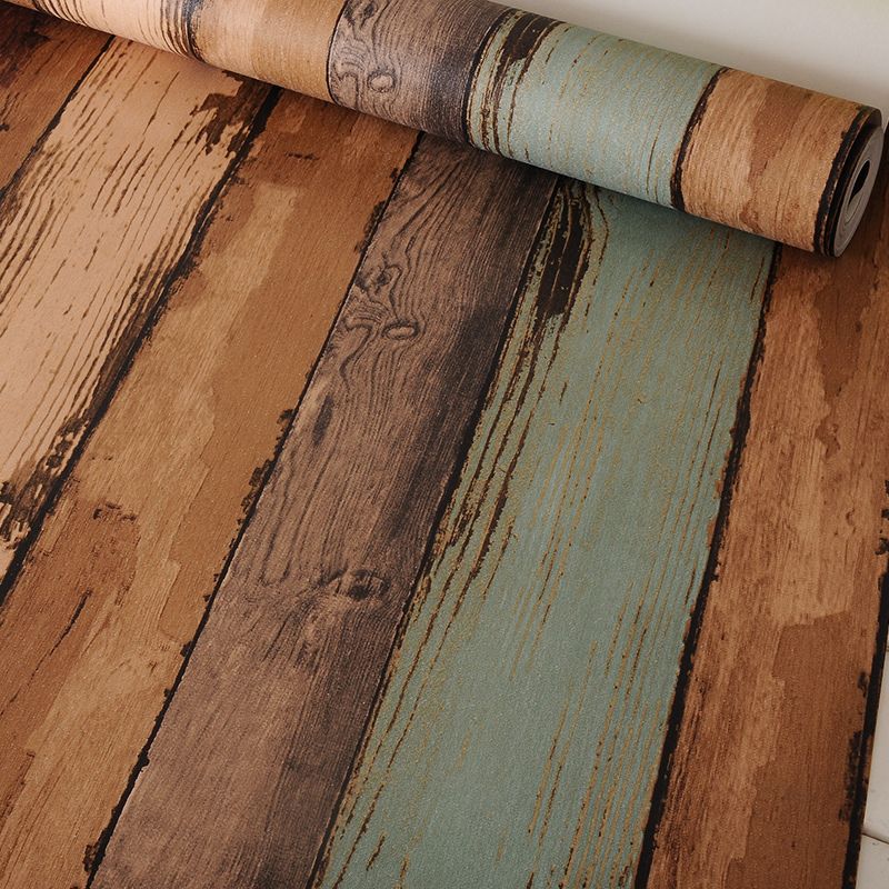 Rustic Faux-Paint Wood Wallpaper Dark Color Restaurant Wall Art, 33' L x 20.5" W