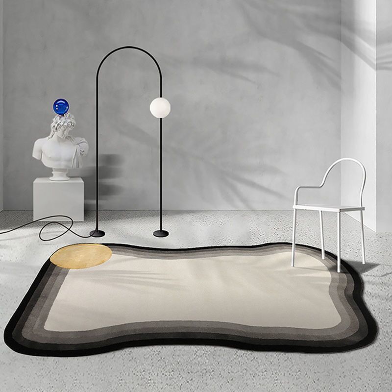 Leisure Novelty Shape Rug Simplicity Contrast Panel Rug Polyester Carpet with Non-Slip Backing