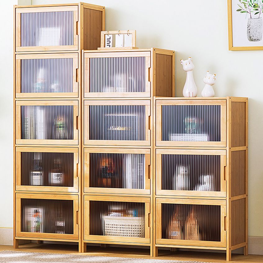 Contemporary Rectangle Storage Cabinet Natural Finish Accent Cabinet with Doors