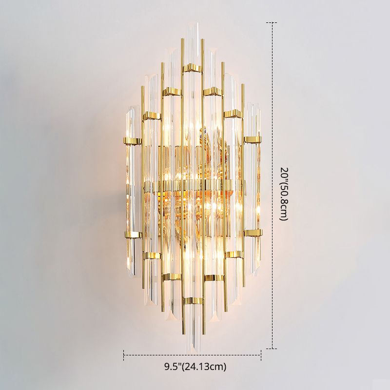 Geometric Gold Wall Lamp in Modern Creative Style Wrought Iron Wall Sconce with Crystal Shade