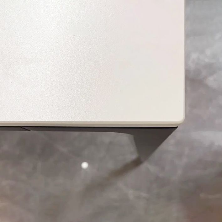 Metal Contemporary Rectangular Dining Table White Sintered Stone Table with 4 Legs