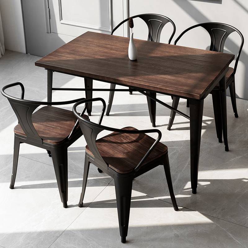 Industrial Solid Wood Furniture 1/4/5 Pcs Standard Height Dining Room Table Set