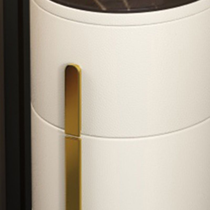 24 Inch H Glam Night Table Stone Top 3-Drawer Storage Legs Included Nightstand