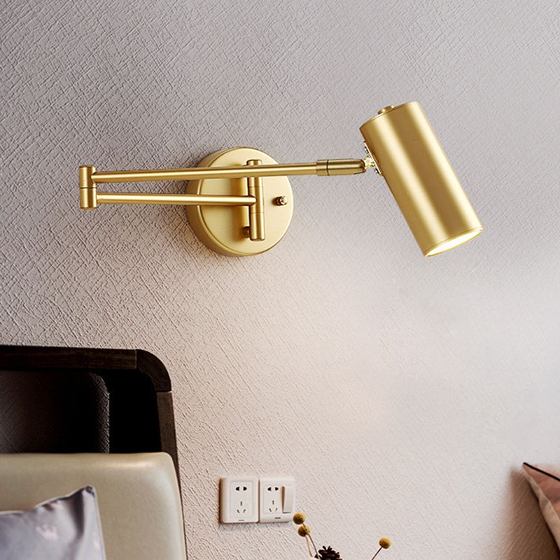 Swing Arm Wall Sconce Modern Minimalist Style Metal 1 Light Sconces for Bedroom