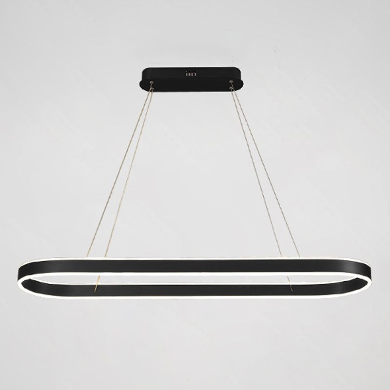 1-Light Minimalism Chandelier Lamp Oval LED Island Pendant for Study Room