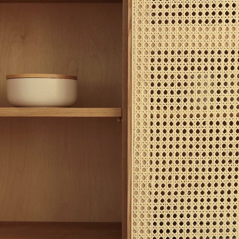 35.43" Long Accent Cabinet Solid Wood Cabinet in Natural with Shelves