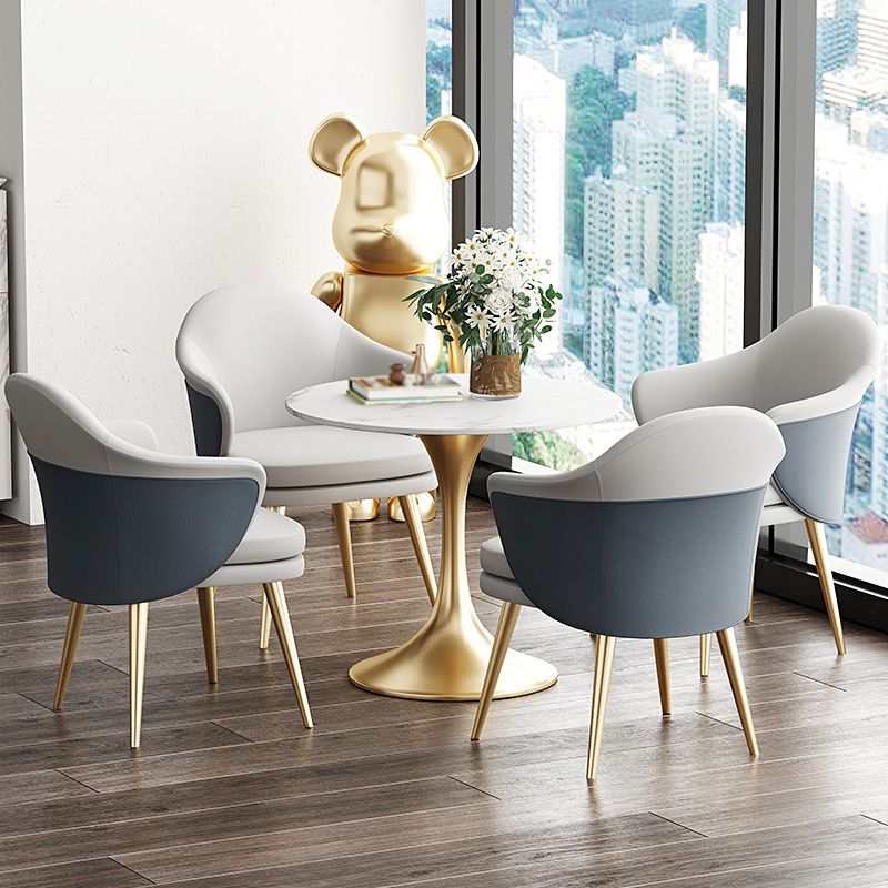 Modern Style Round Dining Table Sintered Stone Table with Tulip Base