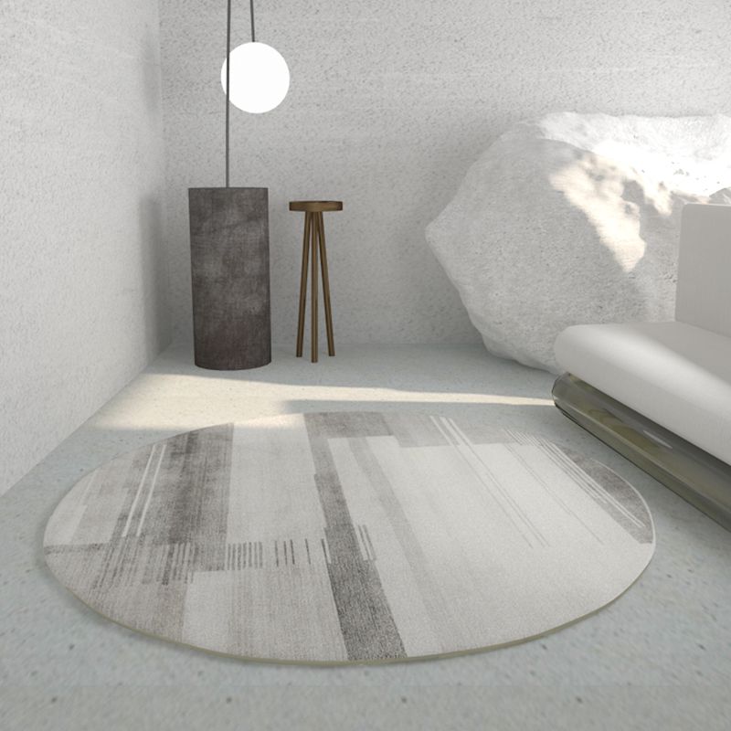 Tone abricot rond Rapier intérieur décontracté Polyester Lignes géométriques Rapis de support non glissant tapis intérieur pour le salon