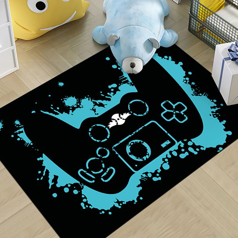 Game Controller Pattern Carpet Polyester Area Rug Stain Resistant Rug for Home Decoration