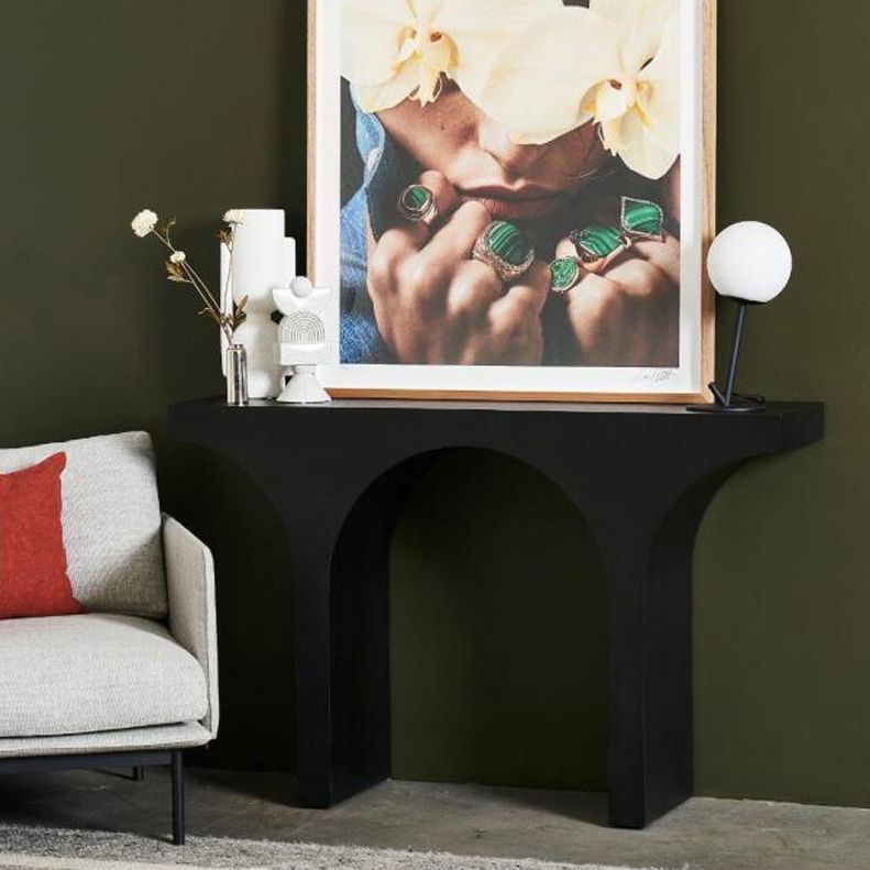 Wood Console Table 33.4 inch High, Hall Sled Console Accent Table