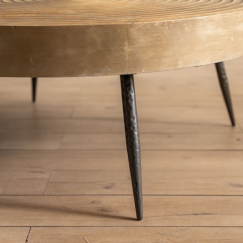 Modern Wooden Coffee Table Round Top Shape Cocktail Table for Living Room