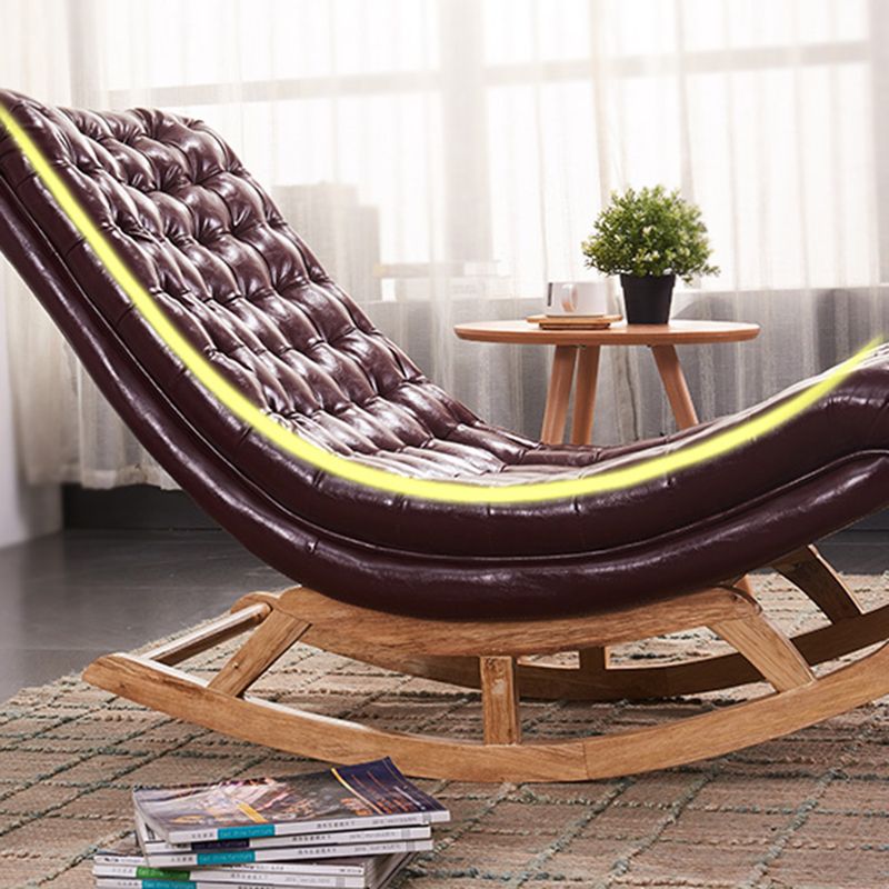 Living Room Rocker Chair Solid Tufted Cushions Leather Rocker Chair with Ottoman