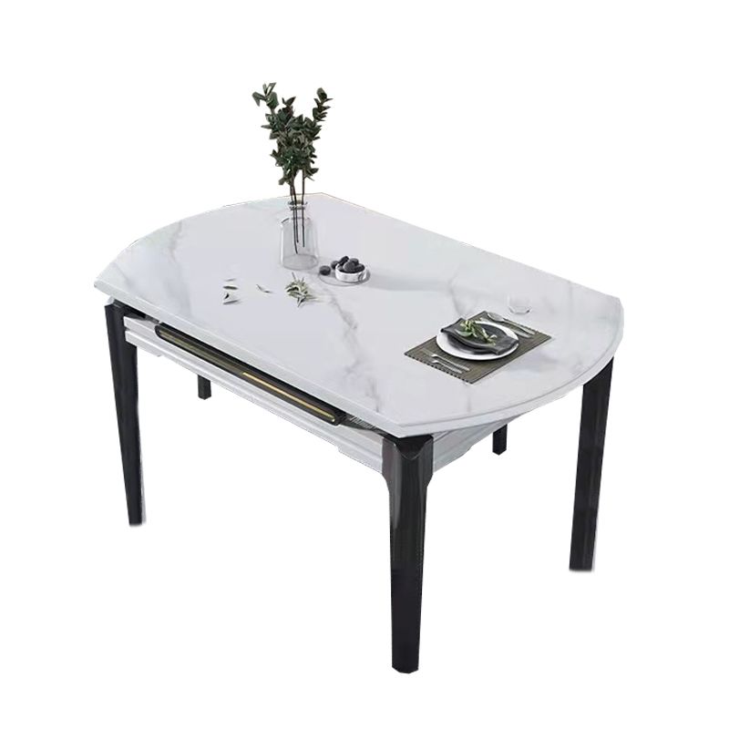 Contemporary Dining Round Table Sintered Stone Table with Wood Legs for Home