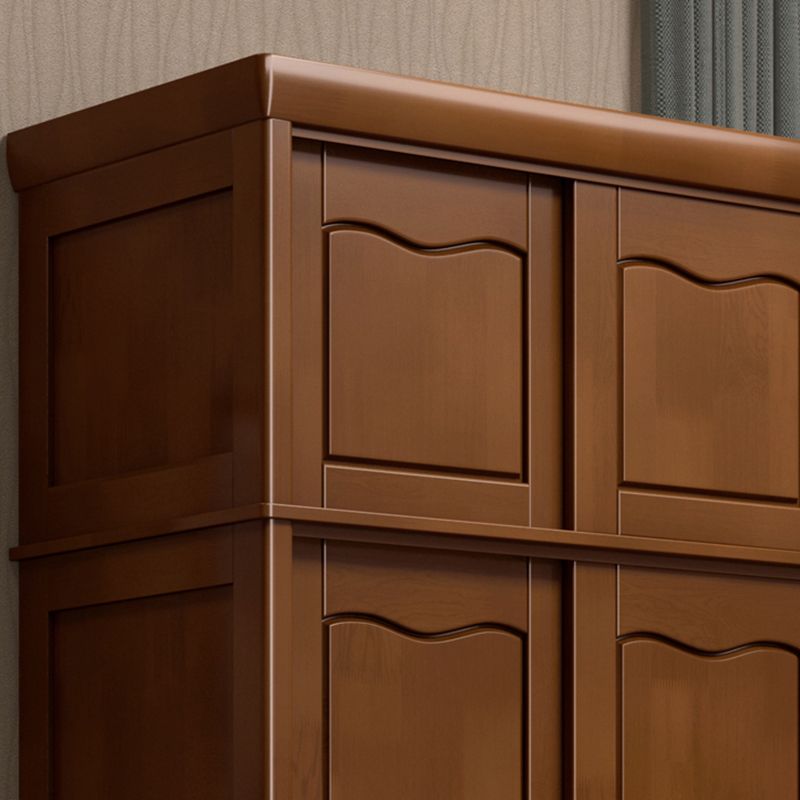 Traditional Sliding Wardrobe Cabinet Rubberwood Wardrobe Armoire
