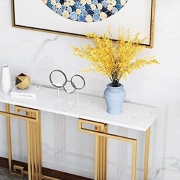 Contemporary Iron Console Sofa Table Rectangle Marble End Table for Hall