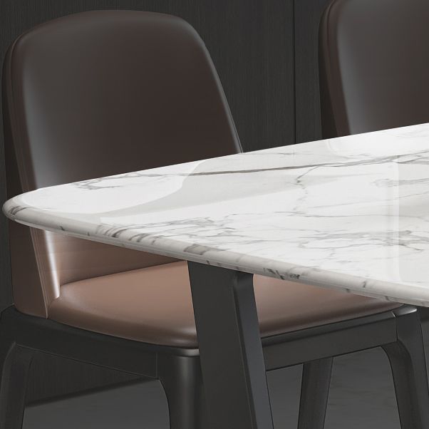 5/7 Pieces Modern White Marble Top Wooden Frame Dining Set for Home