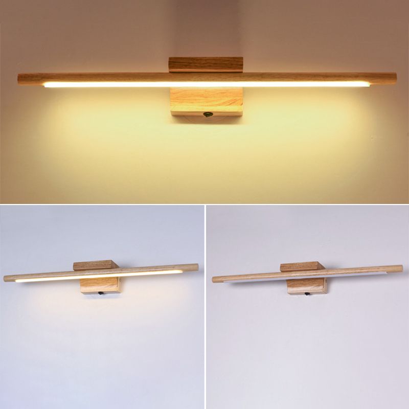 Vanité linéaire lumière murale moderne de style minimaliste en bois unique de vanité unique