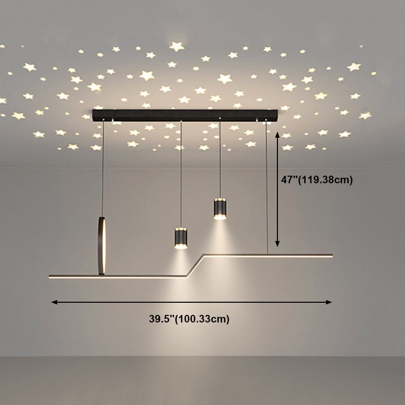 Nordic Metal Island Light Geométrico 39.5 "de ancho Multi Light Island Colgante para comedor