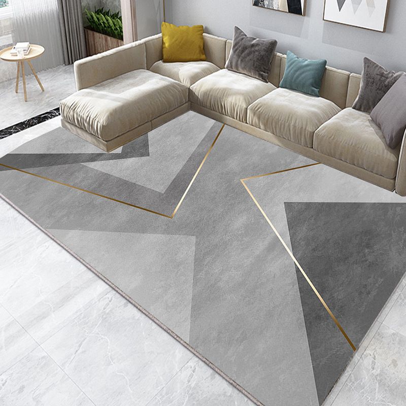 Minimalist Indoor Rug Modern Geometry Pattern Rug Polyester Stain Resistant Area Rug for Living Room