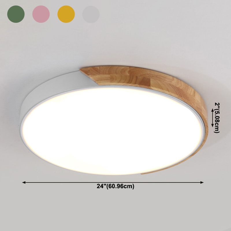 Round Shape Ceiling Lamp Modern Macaroon Iron 1 Light Flush Mount for Living Room Study