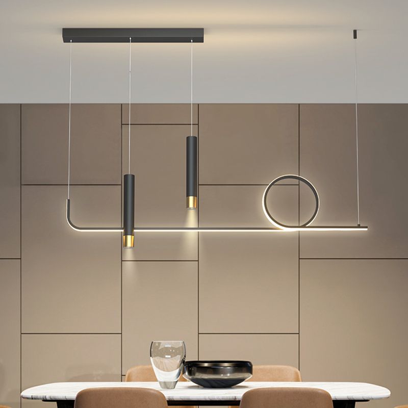 Silica Gel Linear LED Island Light in Modern Concise Style Aluminium Pendant Light for Dining Room