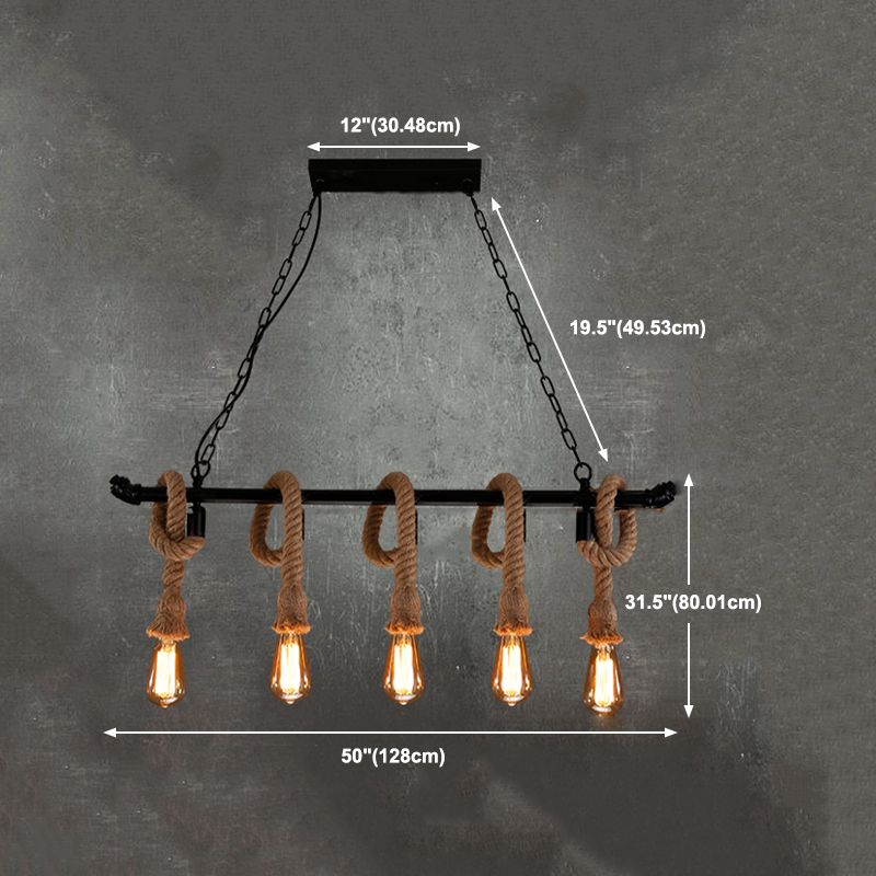 Industrial Style Linear Shape Island Light Metal Chandelier Lamp for Dining Room