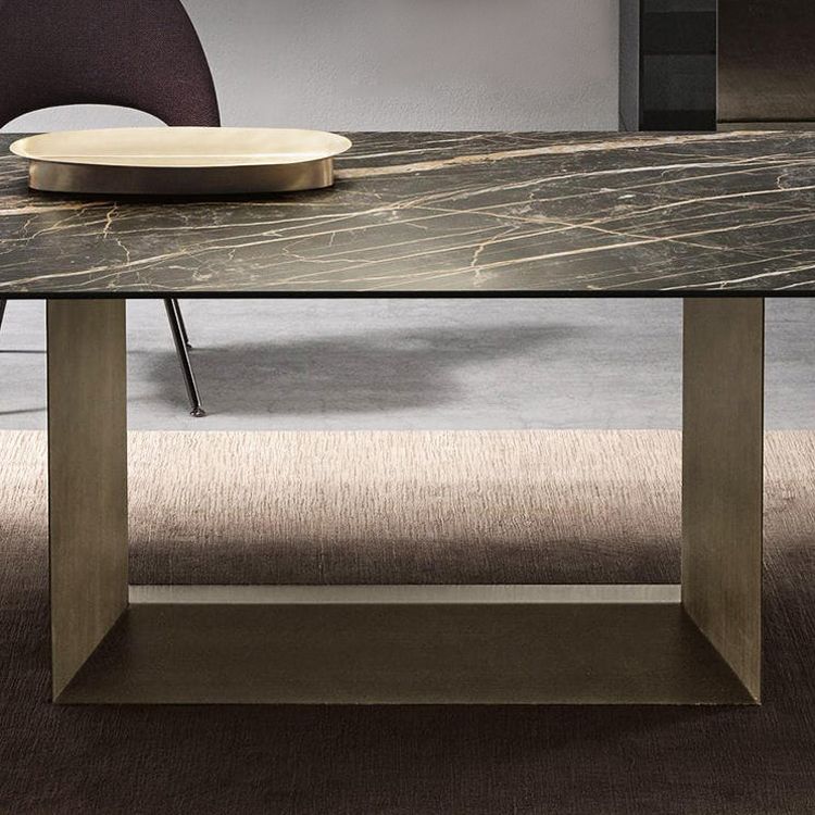 Industrial Sintered Stone Dining Table Rectangle Shape Standard Dining Table for Kitchen