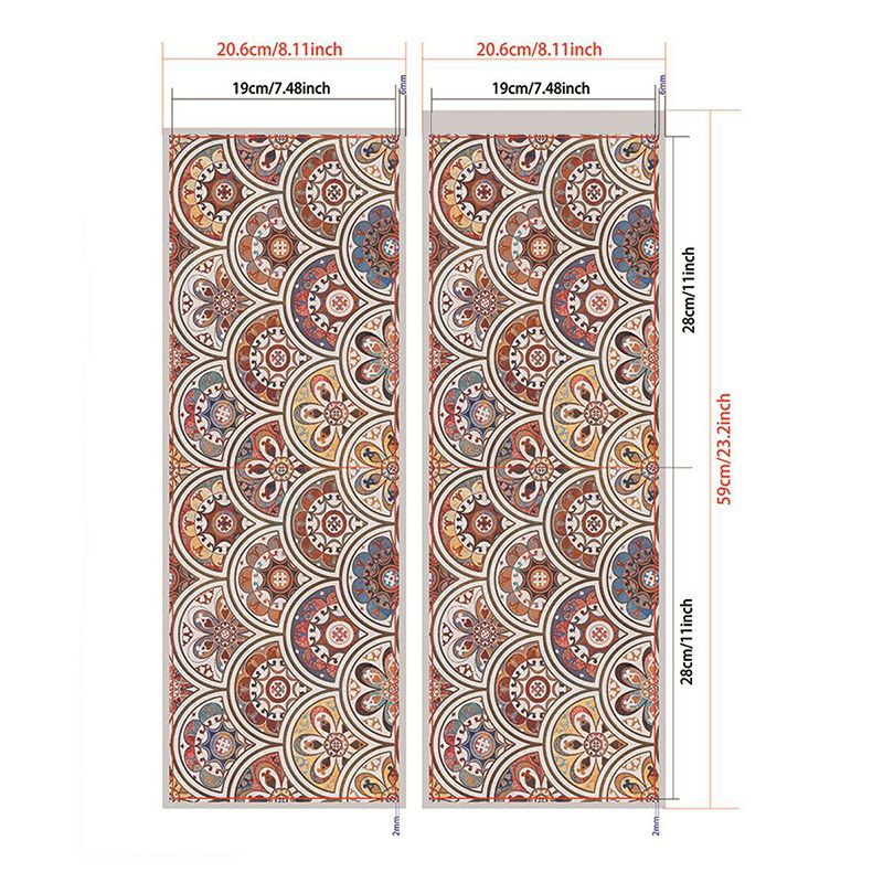 Boho Flower Print Wallpaper Panel Brown Fishscale Self-Stick Wall Decor for Bathroom