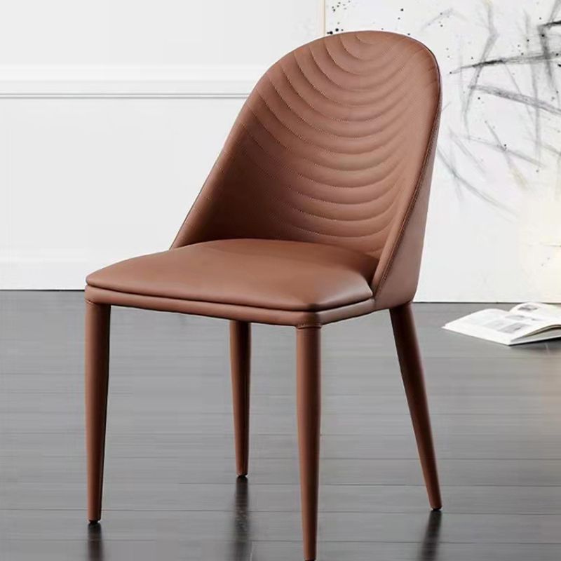 Metal Base Indoor Dining Chair 19'' Wide Parsons Leather Chair for Restaurant