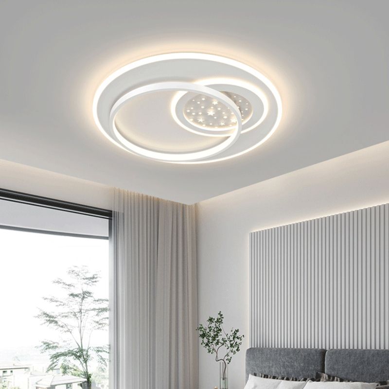 LED Metal Flush Mount Modern Geometric Shape Ceiling Light with Acrylic Shade for Bedroom