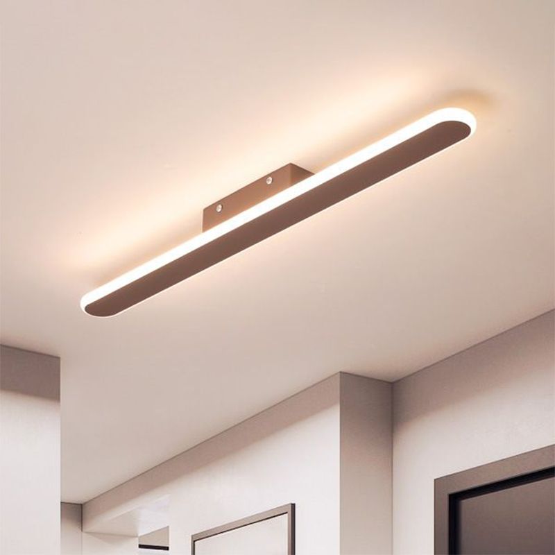 Luz de techo empotrada de color café moderna con montaje empotrado LED metálico de forma lineal para pasillo