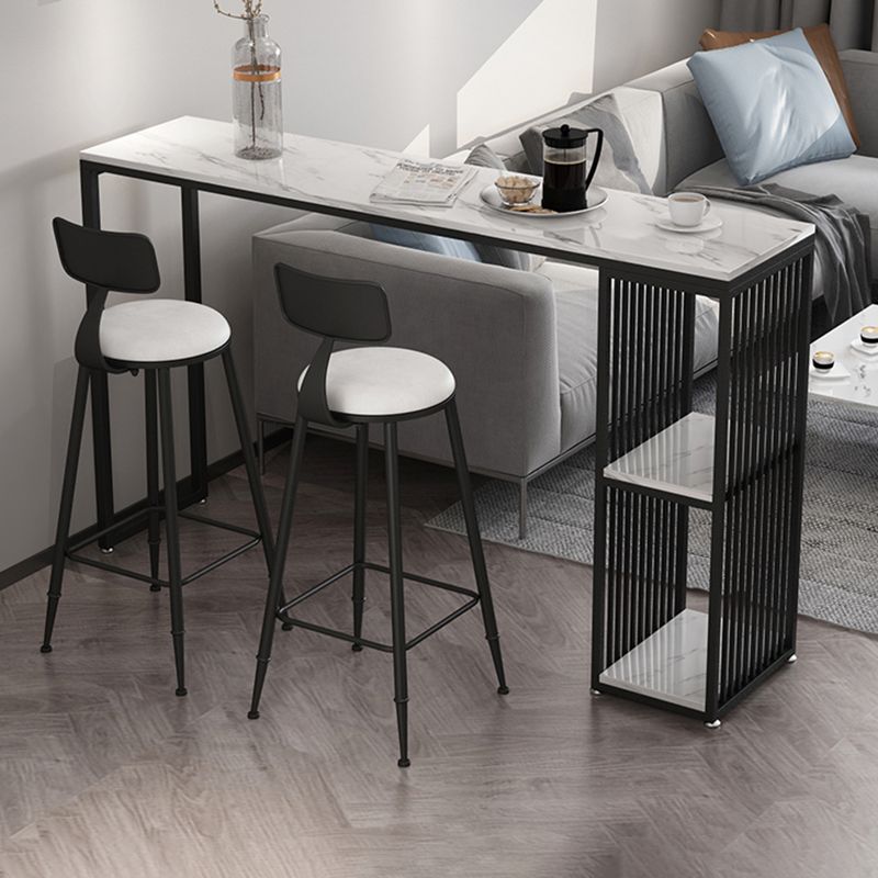 Modern Stone White Counter Set 1/2/3 Pieces Rectangle Storage Table and Stool Set